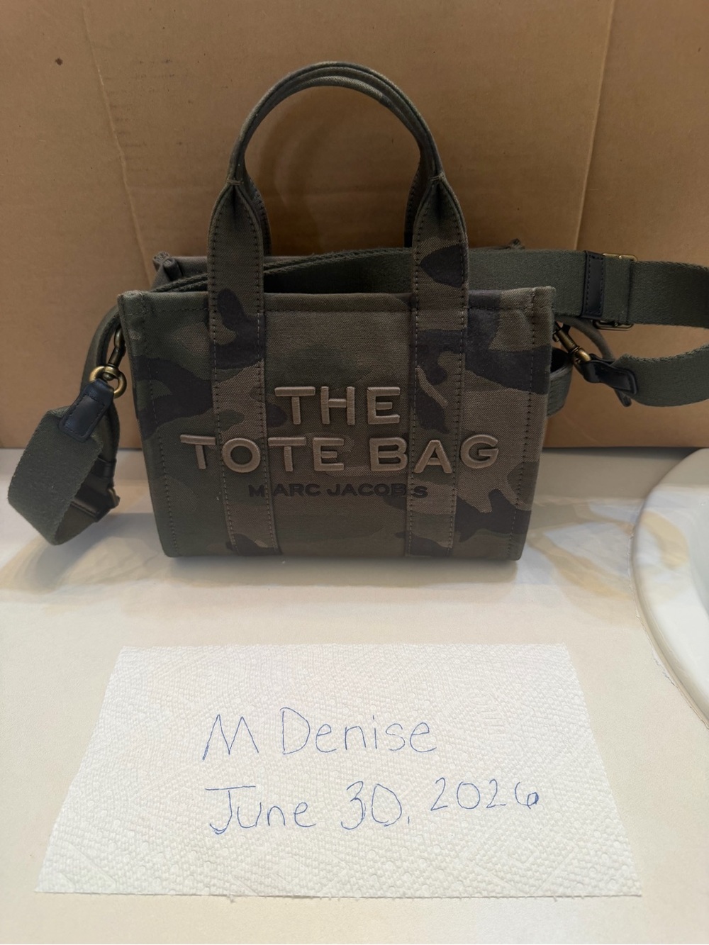 Marc Jacobs Mini Tote Bag in Olive Camo Canvas